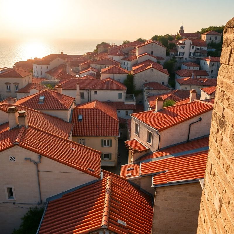 Krovovi Starog grada Dubrovnika u ambar-zlatnom popodnevnom svjetlu